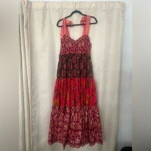 Free People Bohemian Floral Maxi Dress - Pink and Red